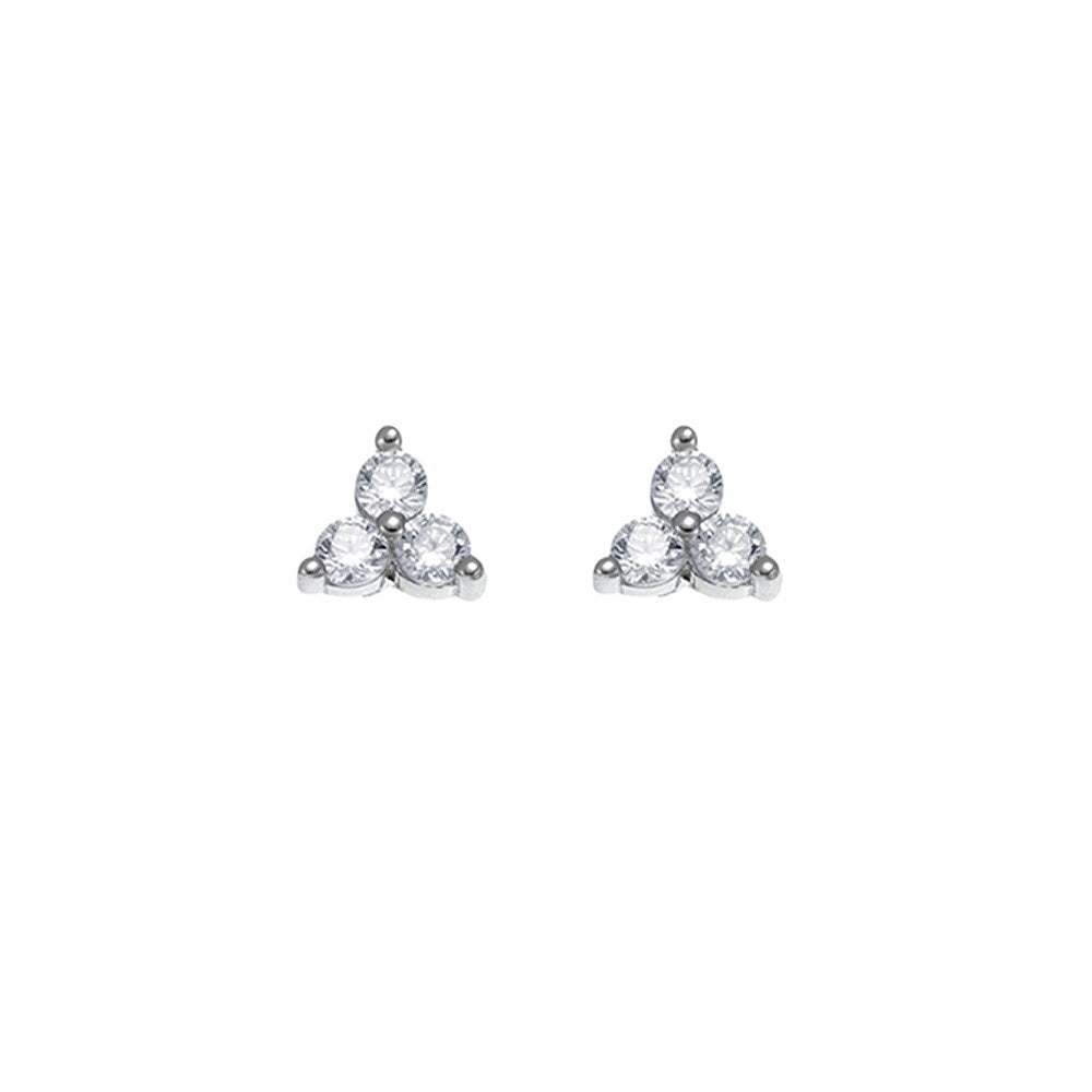 
            
                Load image into Gallery viewer, Sterling Silver Triangular CZ Stud Earrings
            
        