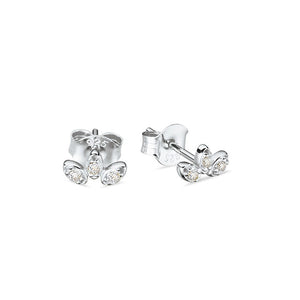 Sterling Silver Mini Fanned Oval CZ Stud Earrings