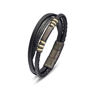 Men's Leather Multi Strand Bangle