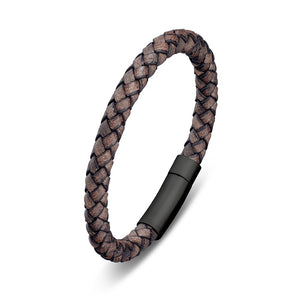 
            
                Load image into Gallery viewer, Stainless Steel &amp;amp; Leather Braided Bangle
            
        