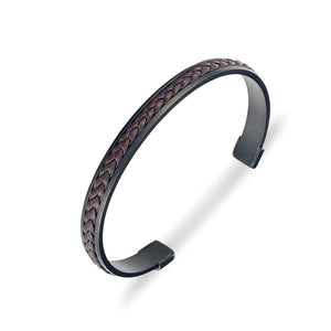 Men's Black Cuff w/ Brown Leather Details